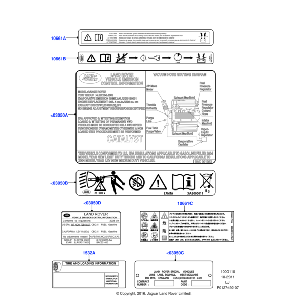 Land Rover Label - Warning - Battery