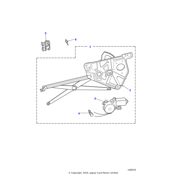 Land Rover Regulator-front door electric glass