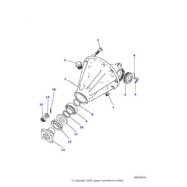 Land Rover Flange-driveshaft coupling differential