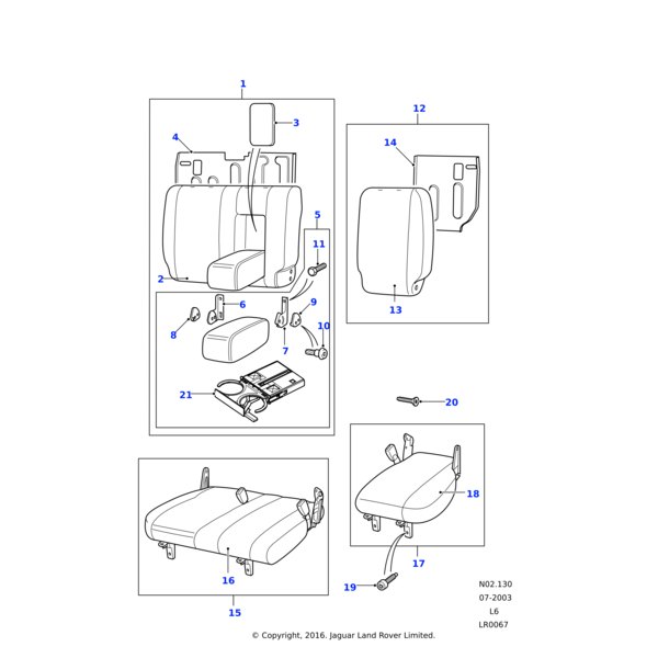 Land Rover Squab-rear seat large split