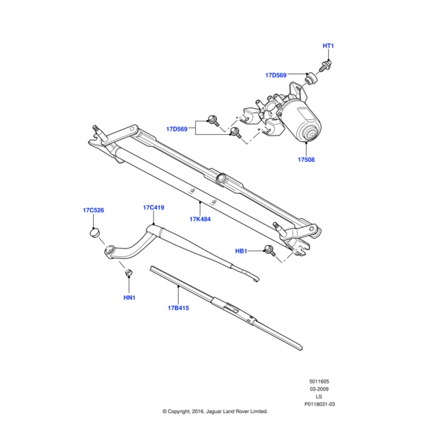Land Rover Spezialmutter,Scheibenwischer