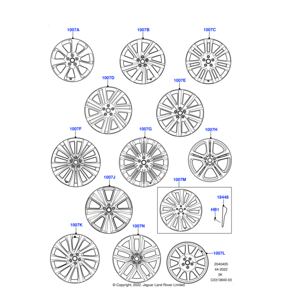 LR153252 - Land Rover 23&quot; SV Bespoke, Style 1079  10-Spoke Titan Silver/Dark Grey Gloss &#039;Pinnacle&#039; - Line Fit Accy wheel (Forged)
