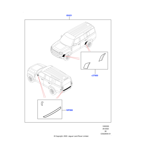 VPLEP0510 - Land Rover Chequer Body Protection Kit - 130, for vehicles with Wheel Arch Protection