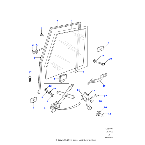 Land Rover Regler,Glas,Vordertür