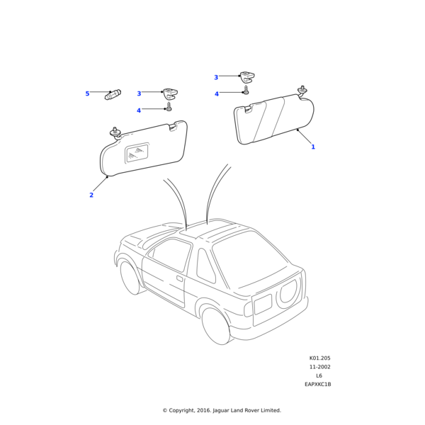 Land Rover Sunvisor assembly-front header
