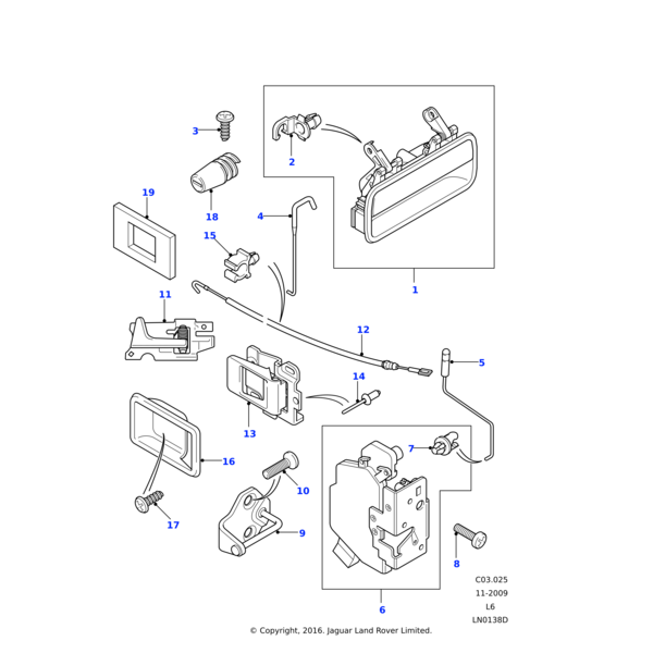 Land Rover Handle assembly-inner panel door release