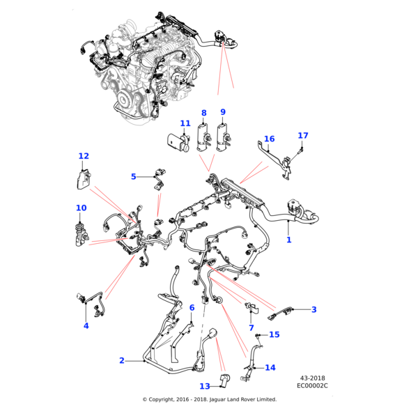 T4N9417 - Jaguar Alternator cable