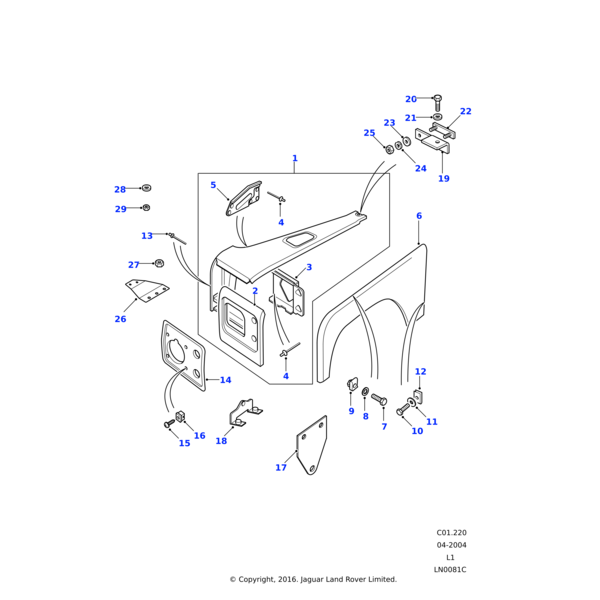 Land Rover Panel assembly-fender side