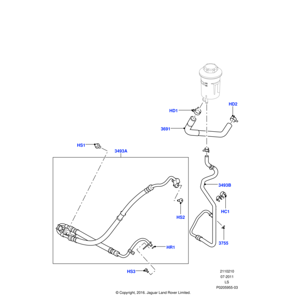 Land Rover Hose - Reservoir To Pump