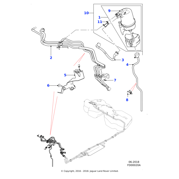 T4N4102 - Jaguar Fuel filter drain pipe