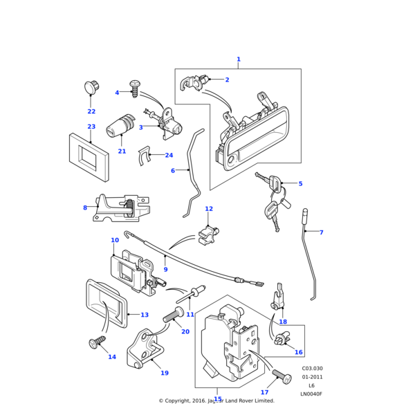 Land Rover Handle assembly-inner panel door release