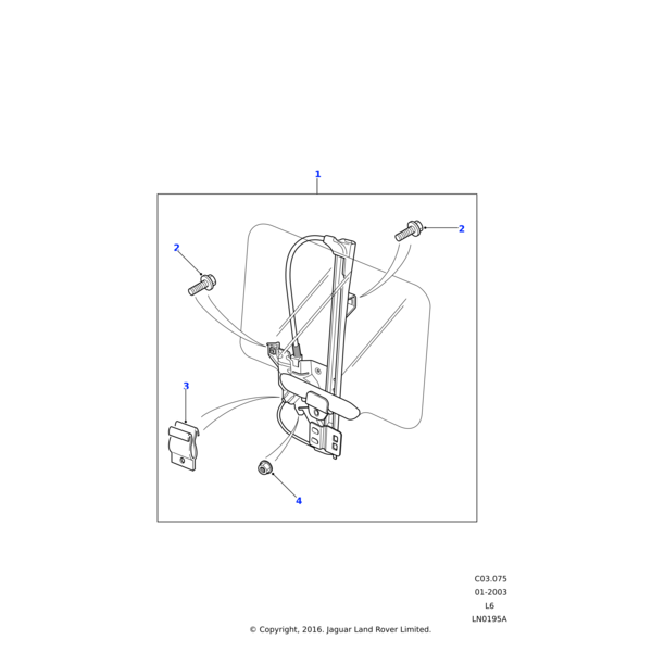 Land Rover Regulator assembly-rear door glass